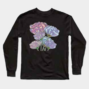 Calming Stained Glass Bouquet, Purple, Pink, Peach and Blue Long Sleeve T-Shirt